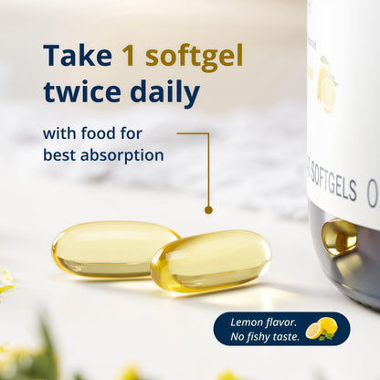 Metagenics OmegaGenics Omega-3 Fish Oil 1000mg EPA DHA -High Potency Omega 3 Supplement for Heart, Brain & Joint Health-Sustainably Sourced- 120 Softgels